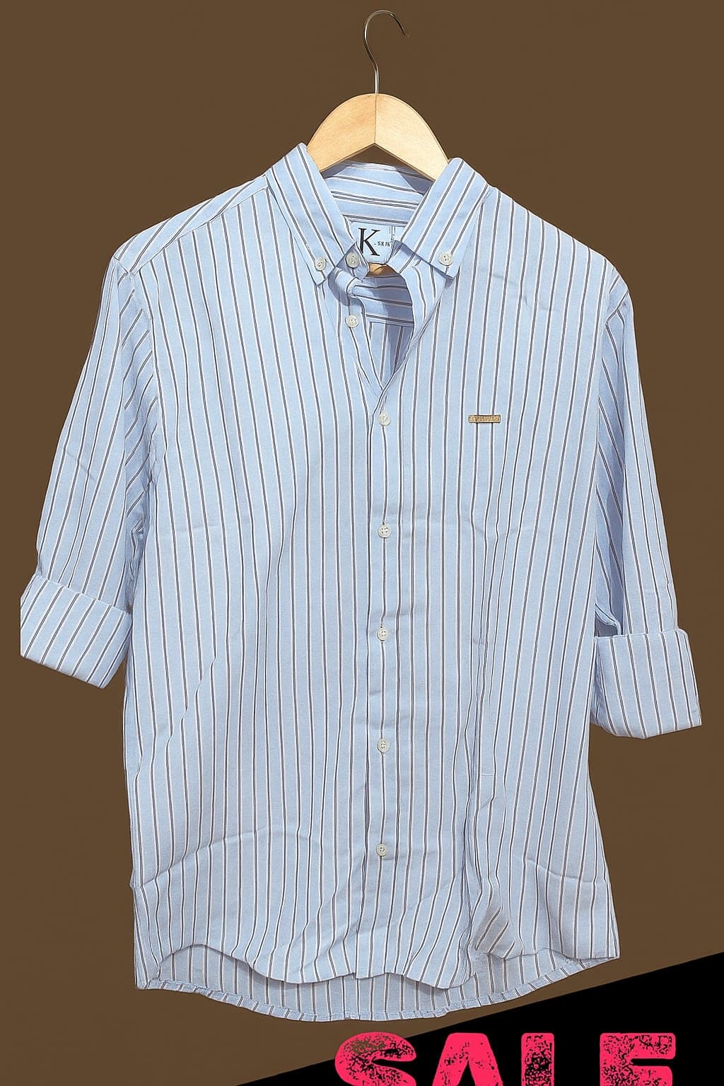 Mens White Stripe Shirt - Back View