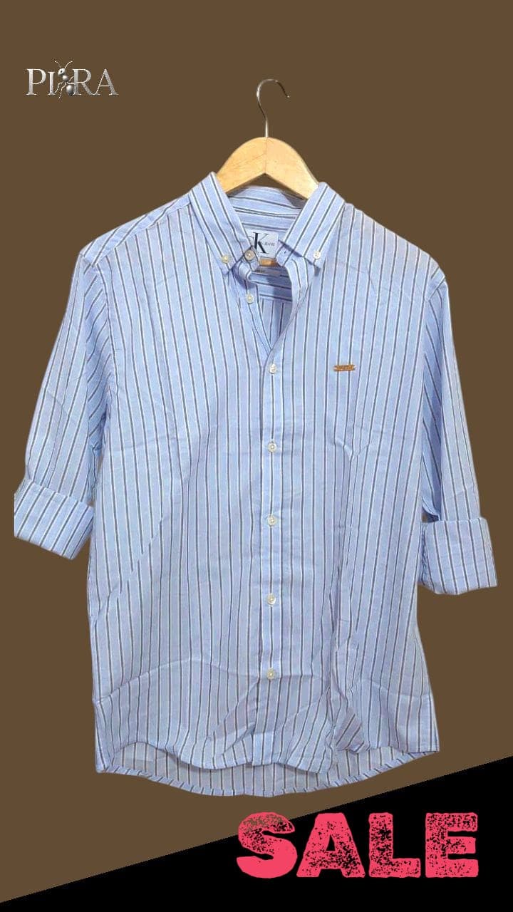 Mens Blue Stripe Shirt - Back View