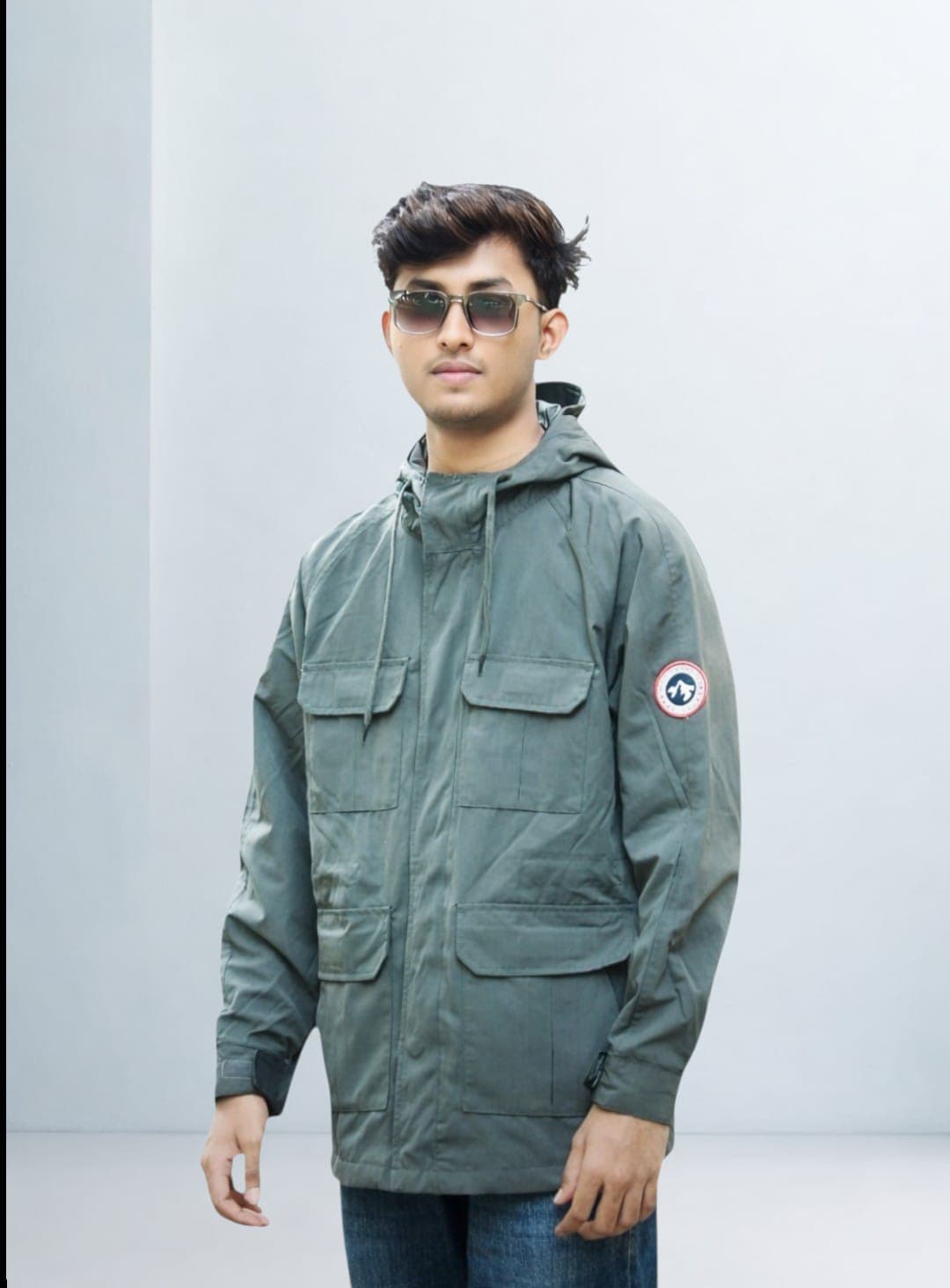 Hooded Four Pocket Jacket Olive Green