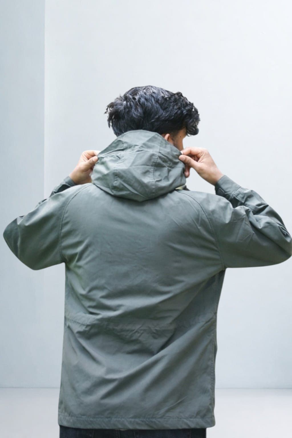Hooded Four Pocket Jacket Olive Green - Back View
