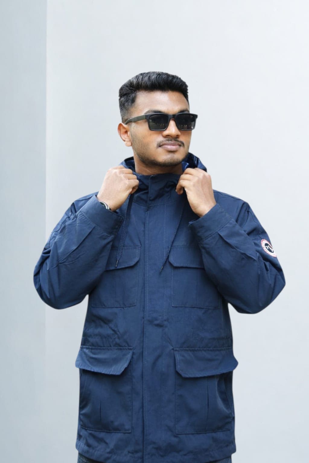 Hooded Four Pocket Jacket Blue