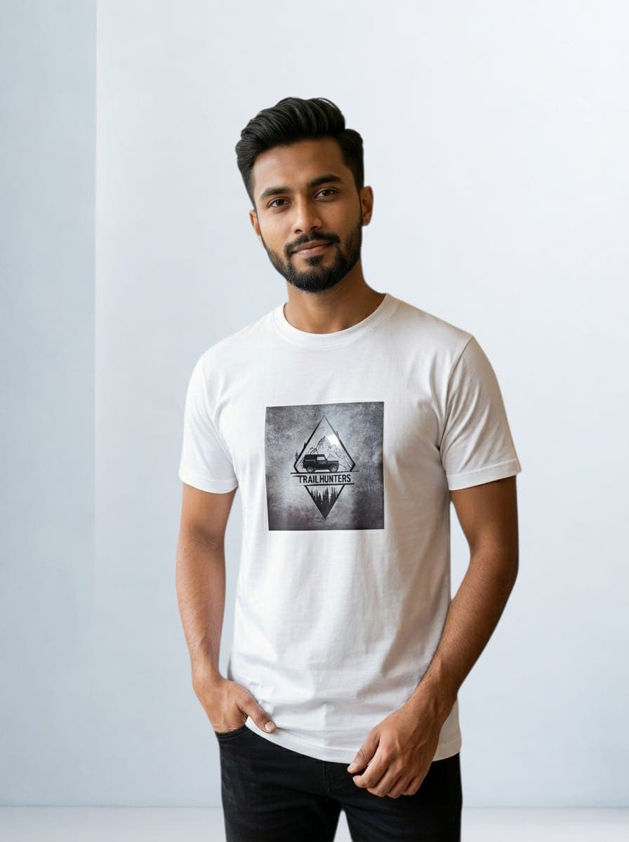 White Half Sleeve T-Shirt - Back View