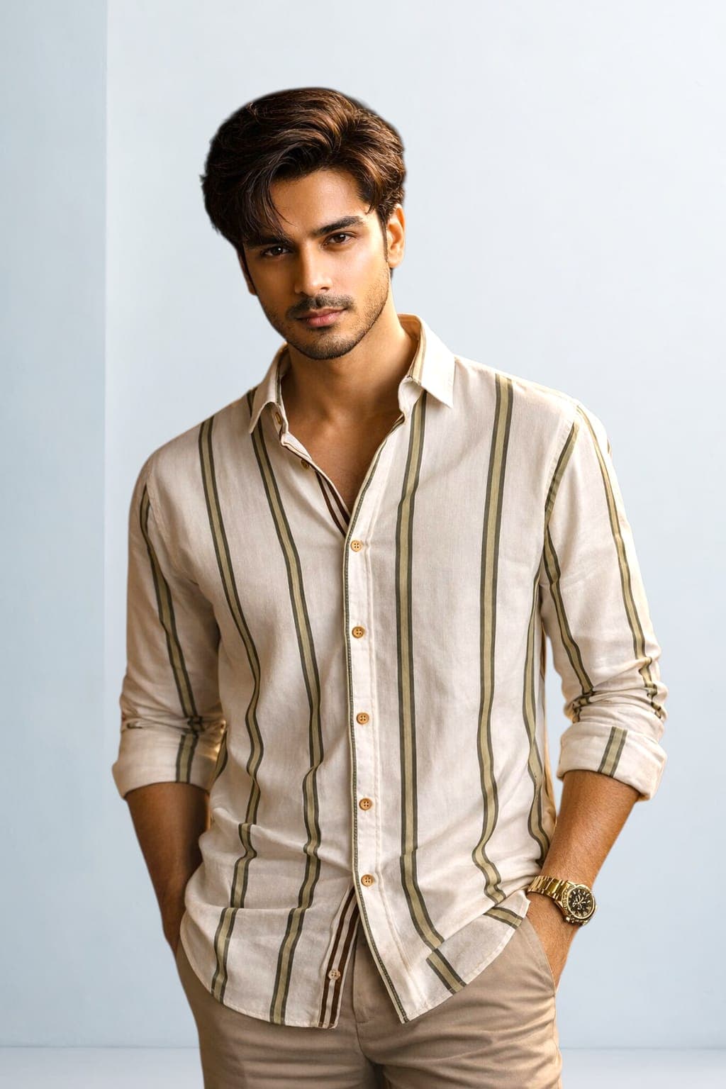 Premium Comfortable Striped Shirt - Back View