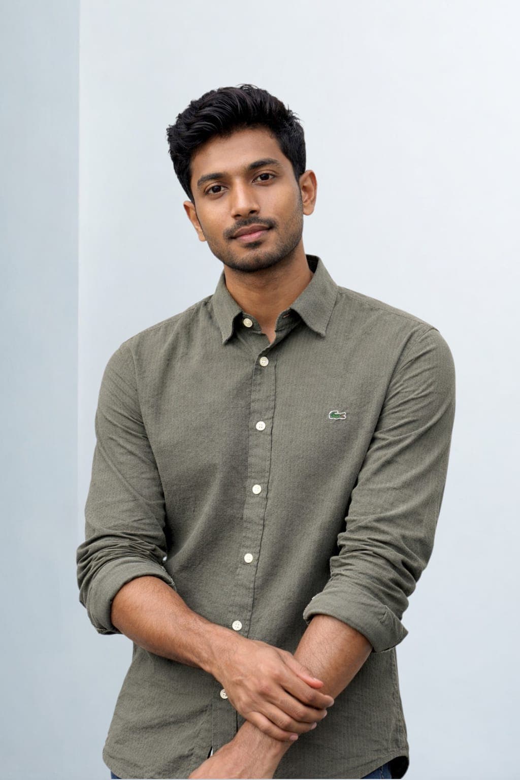 Premium Olive Textured Shirt – Modern Casual Fit