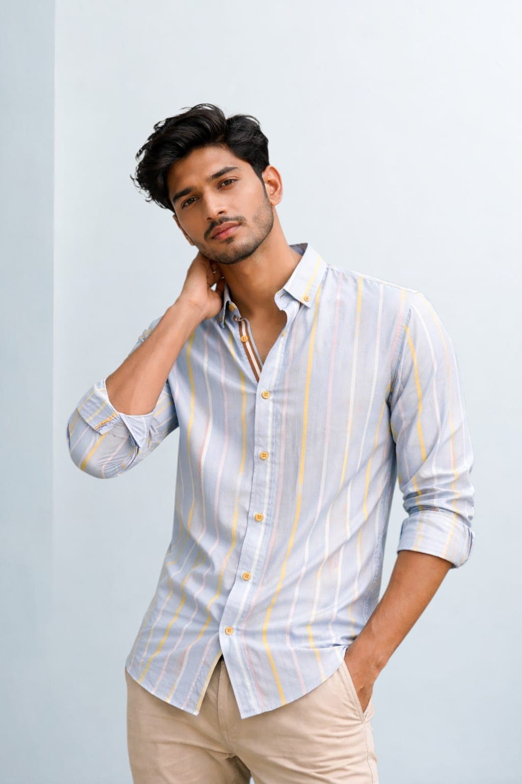 Premium Striped Casual Shirt - Back View