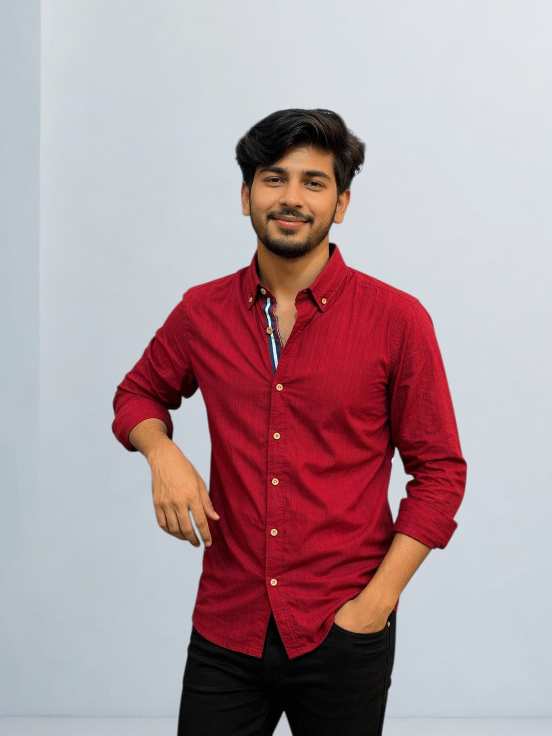Premium Red Casual Shirt – Modern Slim Fit - Back View