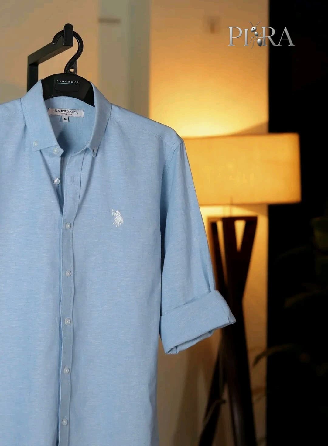 Premium Remy Cotton Sky Blue Classic Button-Down Full Sleeve Shirt for Men