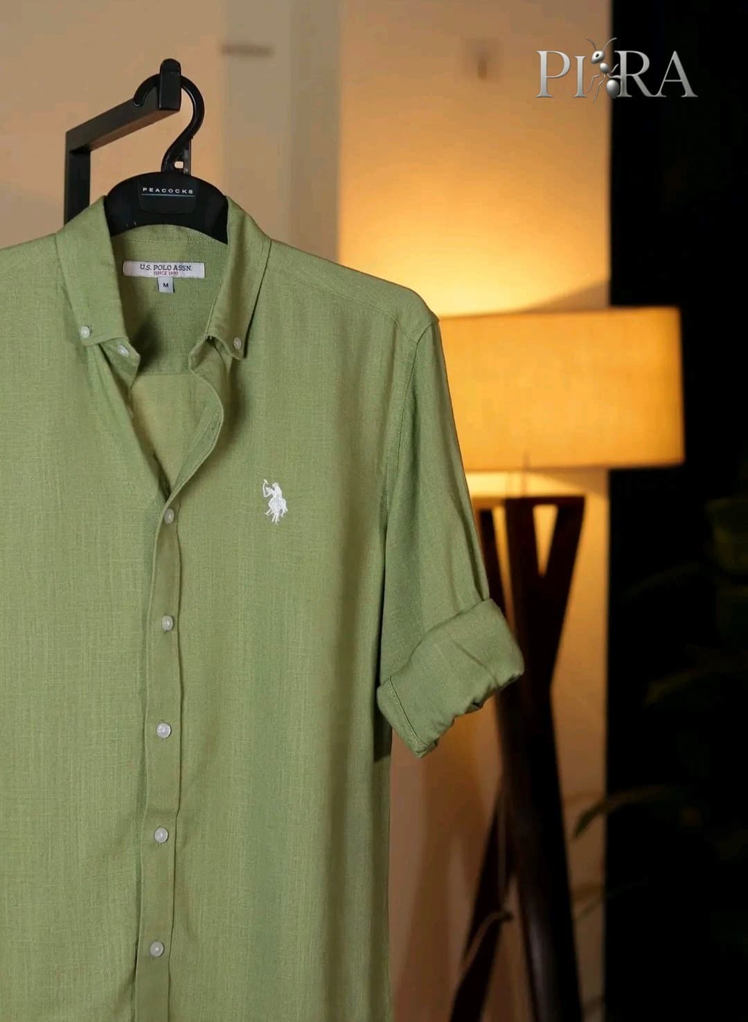 Premium Remy Cotton Olive Green Classic Button-Down Full Sleeve Shirt