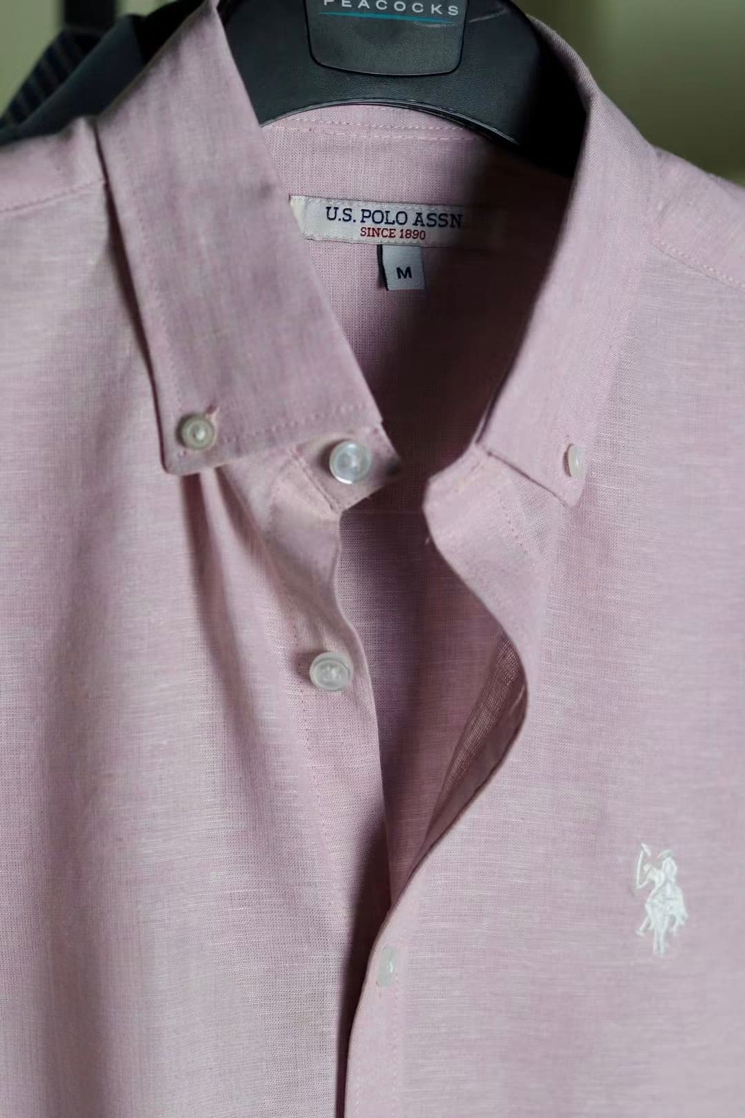 Premium Remy Cotton Light Pink Classic Button-Down Full Sleeve Shirt - Back View