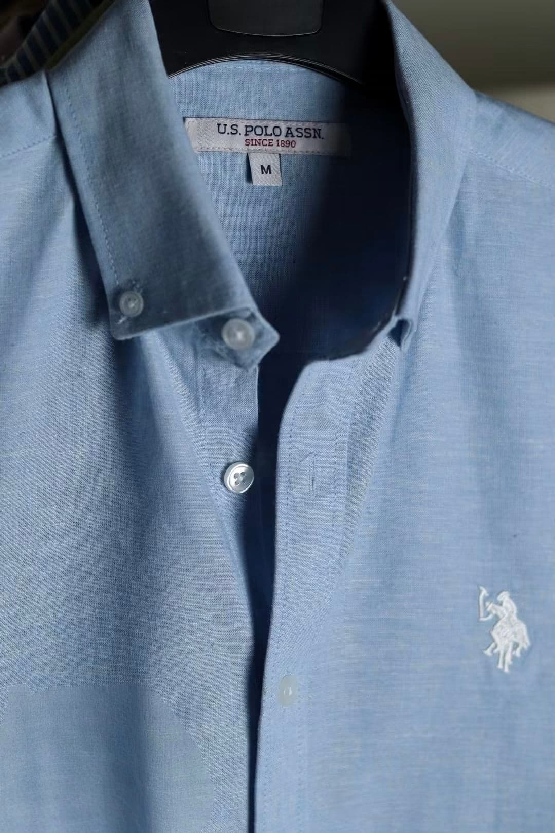 Premium Remy Cotton Sky Blue Classic Button-Down Full Sleeve Shirt for Men - Back View